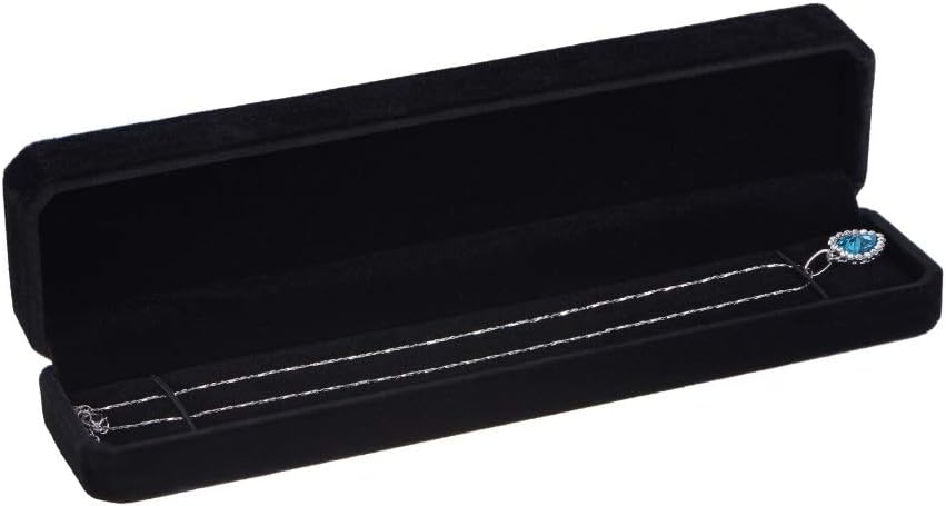 HooAMI Rectangle Velvet Necklace Bracelet Jewelry Gift Box Display Case Black