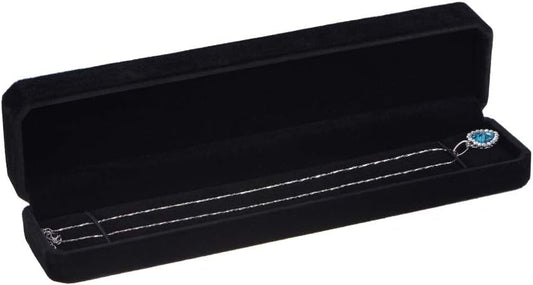 HooAMI Rectangle Velvet Necklace Bracelet Jewelry Gift Box Display Case Black