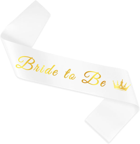 Bride To Be Sash For Bachelorette Party Decorations White Satin With Gold Foil Bride Sash Bachelorette Bridal Sashes Gifts For Bridal Party Favors Wedding Engagement Just Married Must Haves