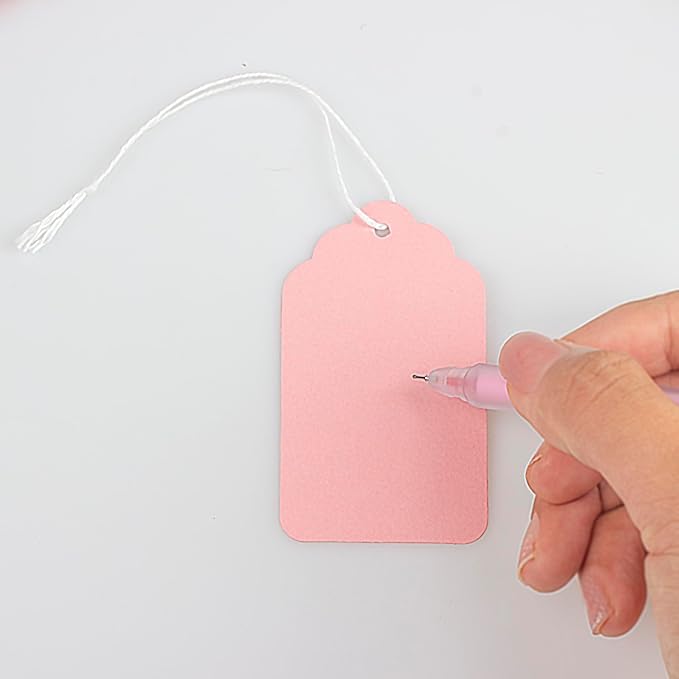 Hang Tags with String Attached,Pack of 500 Price Tags (2.75"x1.57",Pink)