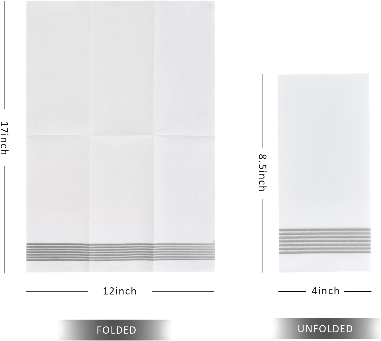 LITOPAK 300 Pack Disposable Guest Towels, Disposable Hand Towels for Bathroom, Paper Dinner Napkins for the Kitchen, Soft, Party Napkins, and Wedding Napkins(Silver)