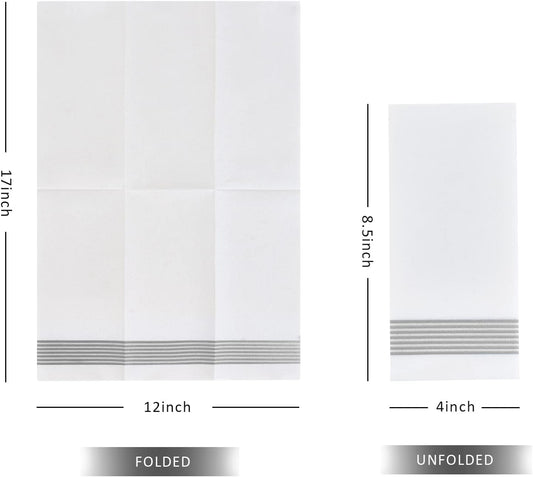 LITOPAK 300 Pack Disposable Guest Towels, Disposable Hand Towels for Bathroom, Paper Dinner Napkins for the Kitchen, Soft, Party Napkins, and Wedding Napkins(Silver)