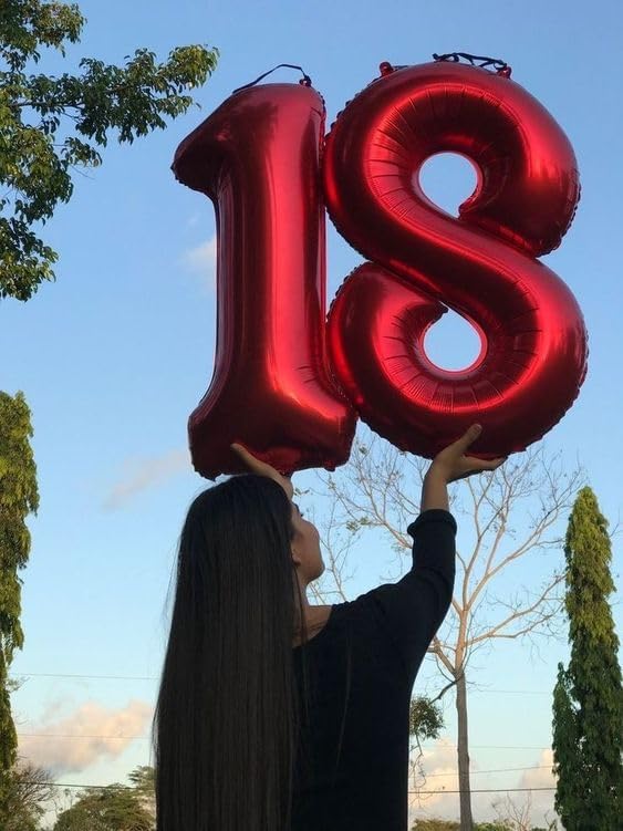 Red Number 1 Balloon 40 Inch, 1st Birthday Balloon for Baby Boy Girl Toddler First Birthday Decorations, Shiny Red Party Supplies