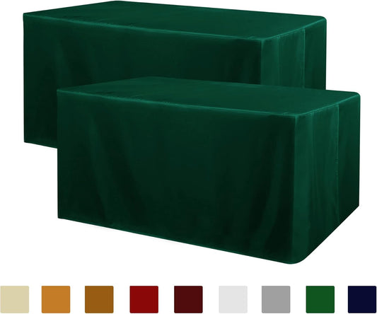 Obstal 2 Pack Blackish Green Table Cloths for 6 Foot Rectangle Tables - Water Resistant Washable Fabric Polyester Rectangle Table Cover Protector for Wedding, Banquet and Trade Shows