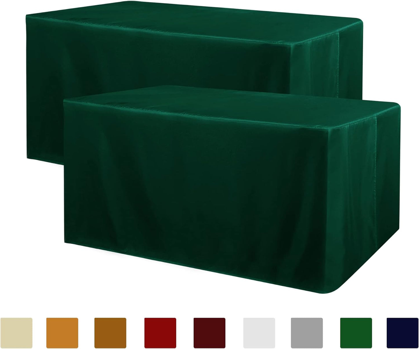 Obstal 2 Pack Blackish Green Table Cloths for 4 Foot Rectangle Tables - Water Resistant Washable Fabric Polyester Rectangle Table Cover Protector for Wedding, Banquet and Trade Shows