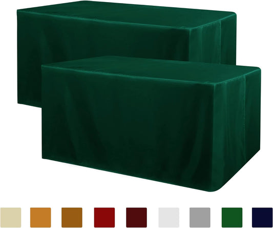 Obstal 2 Pack Blackish Green Table Cloths for 4 Foot Rectangle Tables - Water Resistant Washable Fabric Polyester Rectangle Table Cover Protector for Wedding, Banquet and Trade Shows