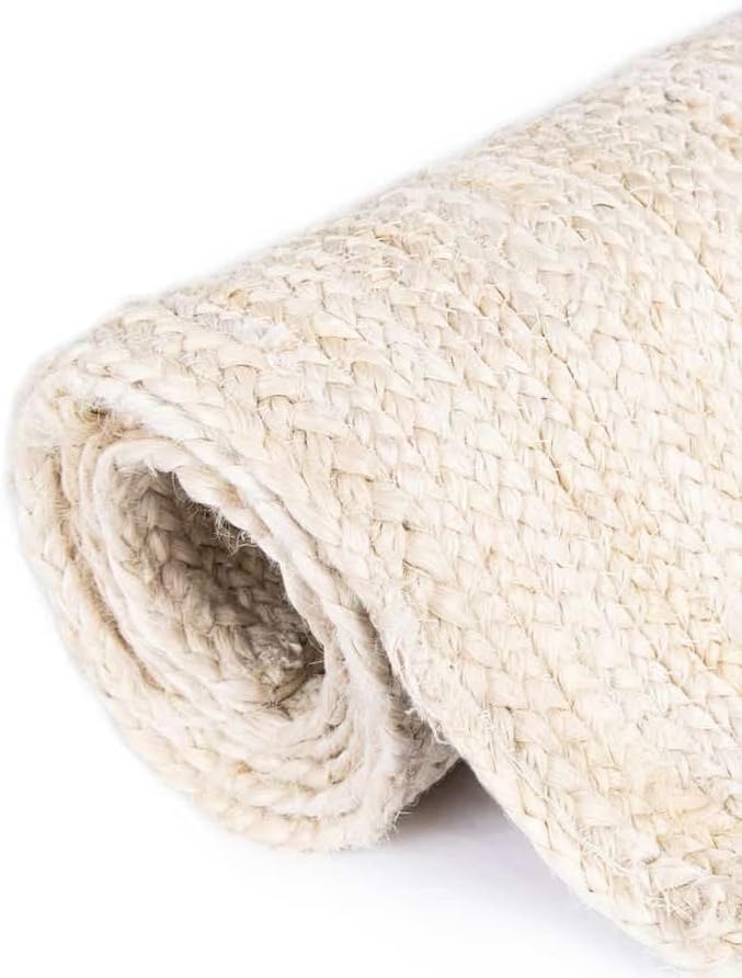 Handwoven Natural Jute Table Runner – Rustic Farmhouse Style, Natural Burlap Look – Eco-Friendly Table Decor for Dining Table, Weddings & Events,Size-14 x 36 Inches-White