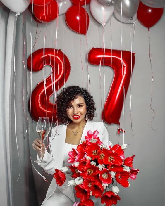 Red Number 7 Balloon 40 Inch, 7th Birthday Party Decorations for Children, Giant 7 Foil Balloon for Party Supplies