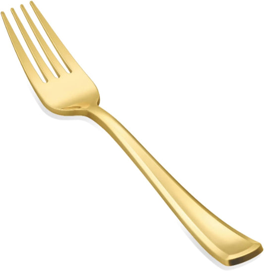 N9R 30PCS Gold Plastic Forks Disposable, Solid, Durable and Heavy Duty Plastic Forks Only, Gold Forks Disposable for Parties, Weddings and other Formal Events