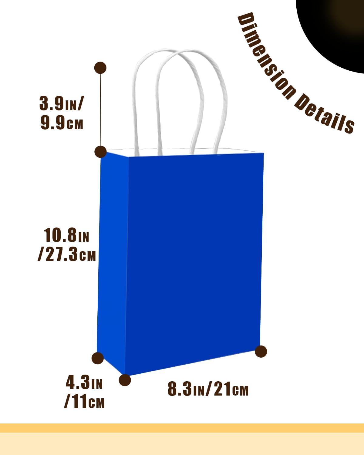 qiqee 100PCS Gift Bag with Handles Bulk Diamond Blue Paper Bags Multiple Uses (11"x5"x8"inch Medium Size)