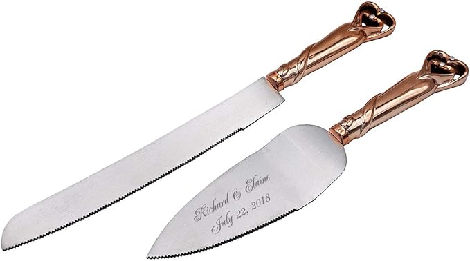 GIFTS INFINITY Personalized Wedding Cake Knife and Server Set with Engraving – Cake Cutting Utensil Set, Keepsake Gift for Wedding, Anniversary, Reception, Birthday & Other Occasions (2541-RG)