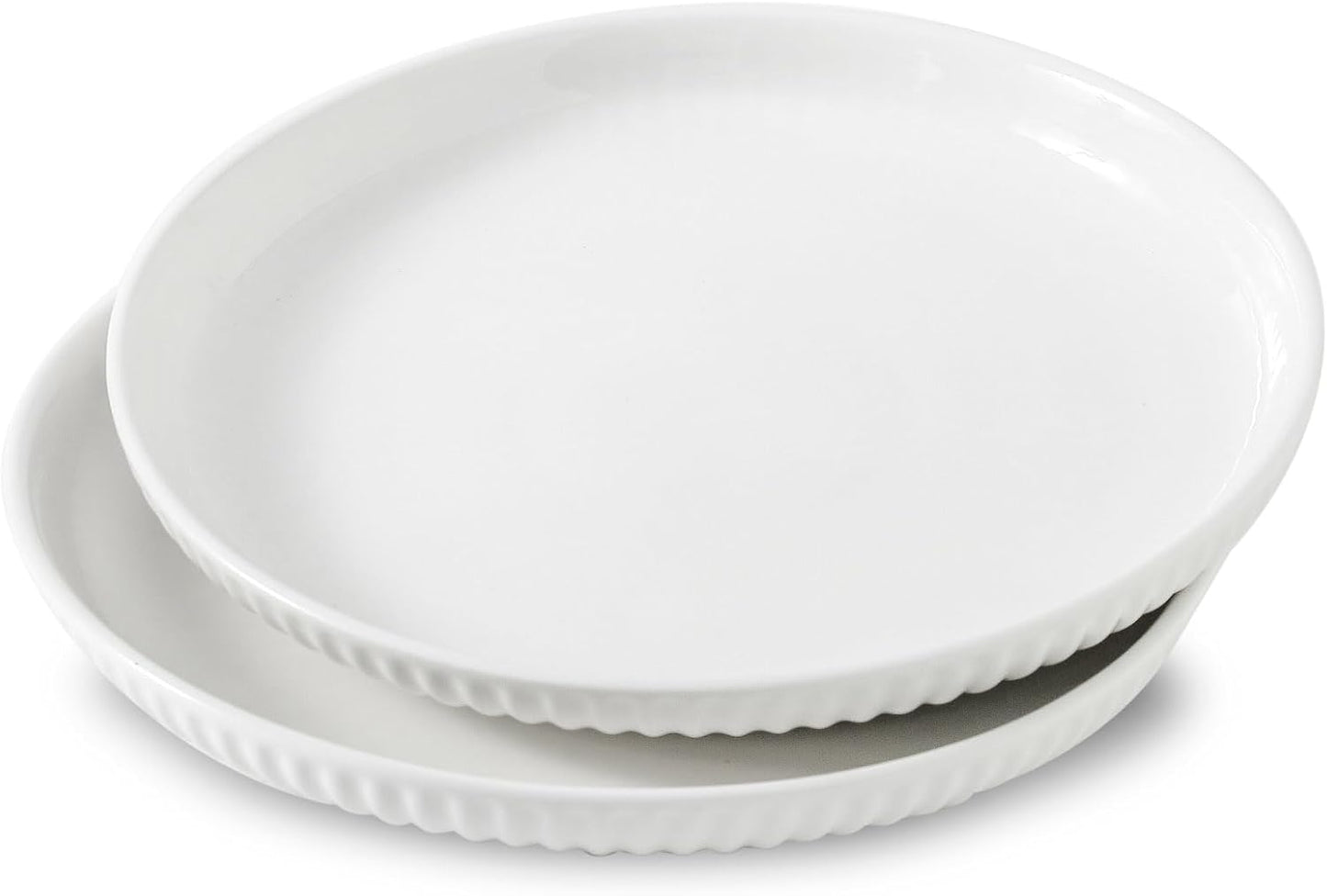 Ceramic Dinner Plates Set of 2,10 Inch,Microwave,Dishwasher and Oven Safe,Porcelain Dessert Plates for Pasta,Appetizer,Salad and Steak,Dishes Set for Kitchen,Scratch Resistant,Striped White