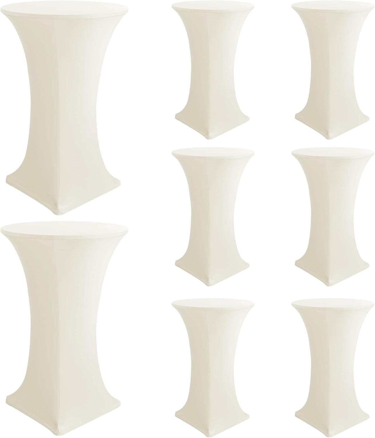 Cocktail Table Covers-Spandex Round High Top Table Cloths 8 Pack 32x43 Inch-Cream Stretch Fitted Bar Tall Tablecloth for Pub Bistro Highboy Party Event Banquet Height Folding Satnding Tables