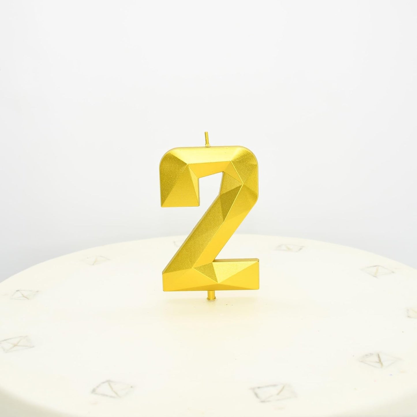 DERVENTA Large Birthday Candle Number 3D Gold 3.7 inch Party Celebration Anniversary Decoration Cake Topper 1 Piece (Number 2 Gold)