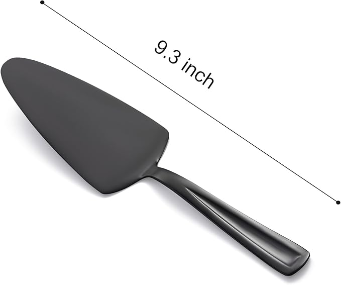 Black Pie Cake Server Set, GoGeiLi 9.3-inch Stainless Steel Dessert Server Spatula for Pizza, Pastry, Cheese, Set of 3, Dishwasher Safe
