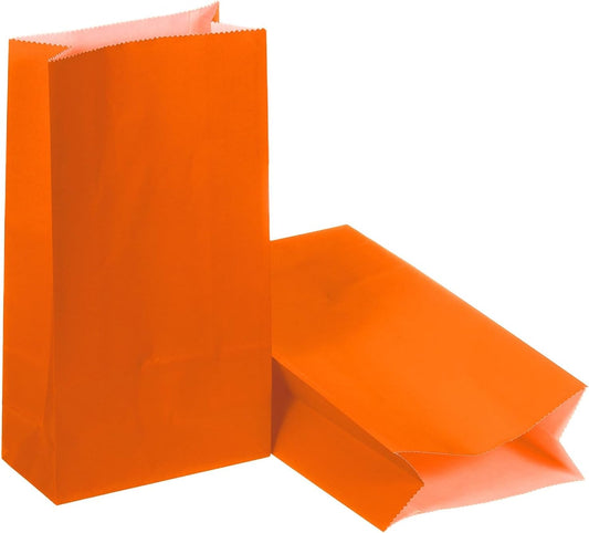 PATIKIL Party Favor Bag, 25 Pcs 8.7x2.4x4.7 Inch Mini Paper Candy Bags Gift Treat Celebration Halloween Goody Birthday Wedding Party with Stickers, Orange
