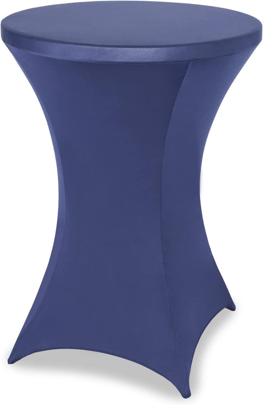 FestiCorp Spandex Table Cover, Cocktail Fitted Tablecloths, Round Highboy Stretch Table Covers Cloths for Party, DJ, Wedding, Birthday, Banquet, Navy Blue, 30"-32" Diameter x 40"-43" Height