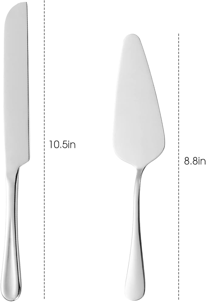 ERVILO Cake Serving Set, Cake Pie Pastry Servers, Stainless steel Cake Knife and Server Set Perfect For Birthday, Wedding, Parties and Events (Silver)