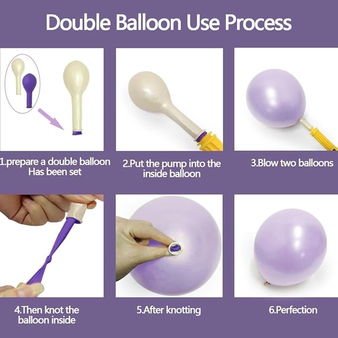 Frozen Balloon Garland Arch Kit, Double Stuffed Purple Blue White Pearl Balloons with Iridescent Star Foils for Birthday Christmas Baby Shower Frozen Wedding Winter Party Decorations