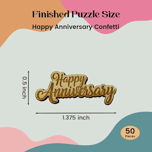 Confetti - Engraved Wood - Rustic Wooden Wedding Decor Party Table Scatter Decorations (Happy Anniversary)