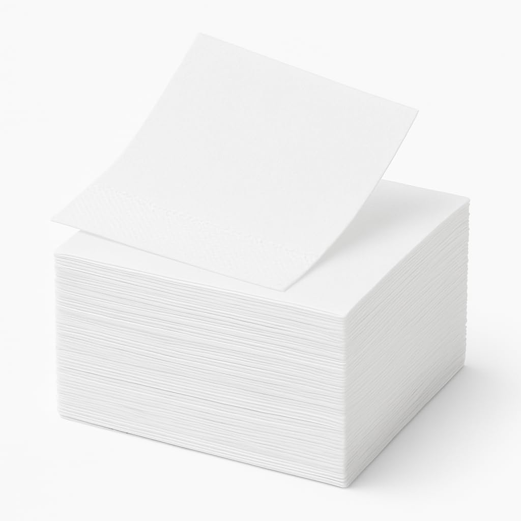 White Cocktail Napkins - 200 count! 2-Ply, Soft, Absorbent, Disposable Paper Napkins for Drinks, Parties, Events, Bars & Weddings! 5x5 inch Square