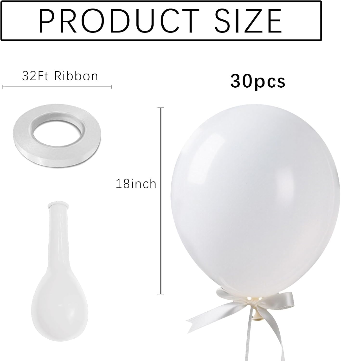 White Balloons Birthday Decorations 30 Pack 18 inch Round Wedding Ballons for White Themed Wedding Graduation Birthday Party Backdrop 4th of July Decorations Independence Day