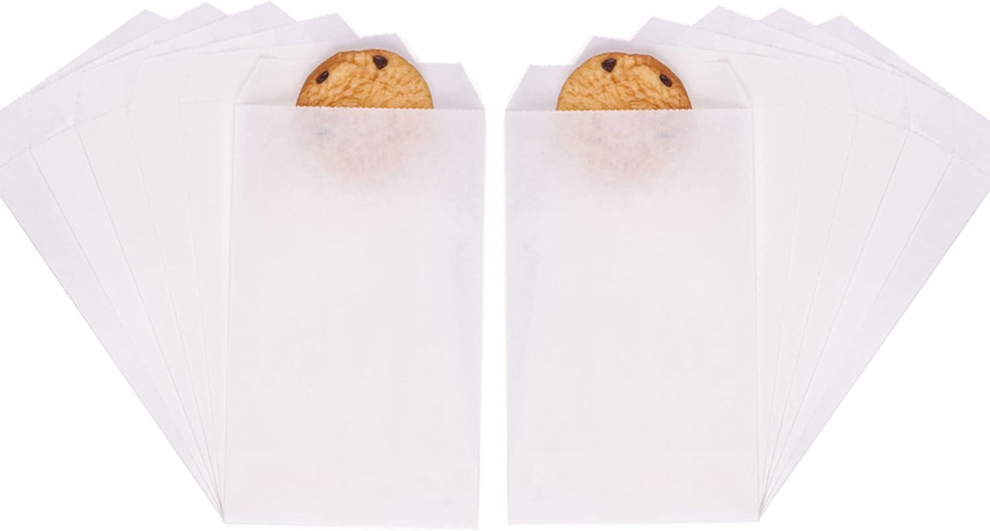 Quotidian White Flat Mini Greaseproof Kraft Paper Envelope Bags 2 3/4" x 4 1/2" (7 x 11.5cm) Pack of 100 - Small gadgets Treat Candy Wedding Confetti