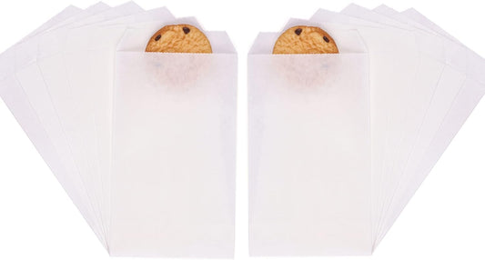 Quotidian White Flat Mini Greaseproof Kraft Paper Envelope Bags 2 3/4" x 4 1/2" (7 x 11.5cm) Pack of 100 - Small gadgets Treat Candy Wedding Confetti