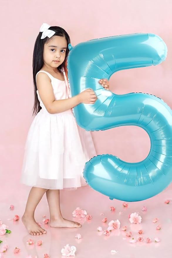 Numbers Balloon 3, 40 Inch Large Pastel Blue Balloon for Three Year Old Birthday Decor, 3 13 30 31 Birthday Party Decorations for Wedding Supplies