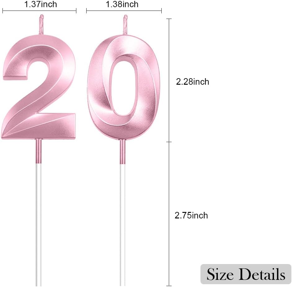 20th Birthday Cake Topper, Purple 20 Birthday Candle, 2 0 Candles 20th Birthday Cupcake Party Favor Happy Birthday Party Decorations Birthday Candle for Cake Sparklers Birthday Gifts
