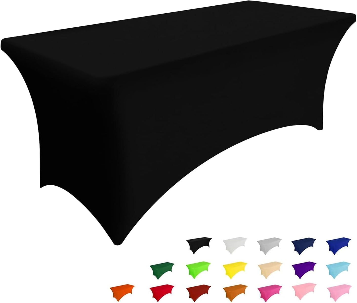 Smiry Spandex Table Cloth 8FT, Elastic Fitted Stretch Tablecloths, Washable and Wrinkle Free Rectangular Patio Table Cover for Outdoor, Wedding, Banquet & Parties (Black, 96Lx30Wx30H Inch)