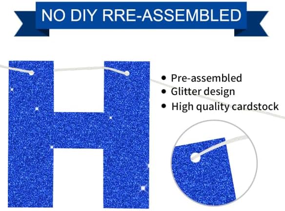BEISHIDA Blue Happy Birthday Banner - Pre-Strung, No DIY, Sign - Birthday Banner for Women, Kids Decor