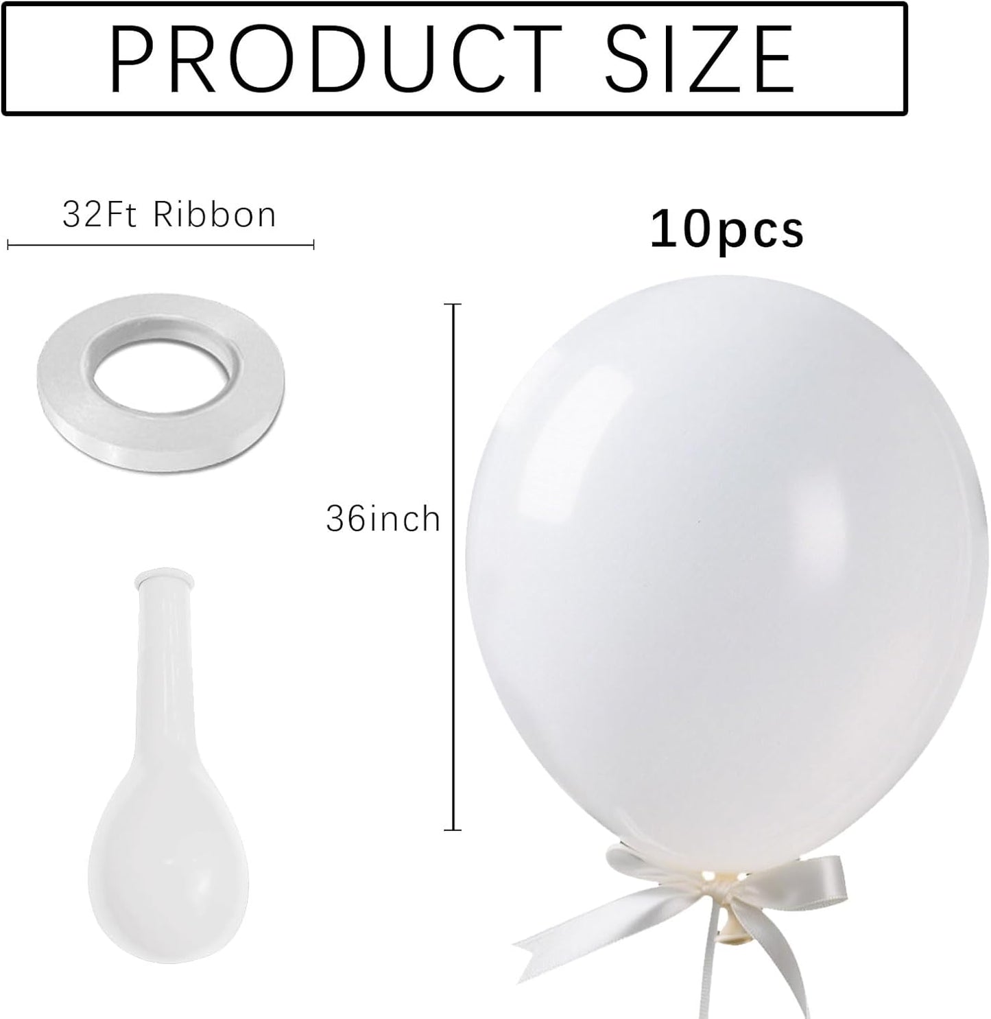 White Balloons Birthday Decorations 10 Pack 36 inch Round Wedding Ballons for White Themed Wedding Graduation Birthday Party Backdrop 4th of July Decorations Independence Day