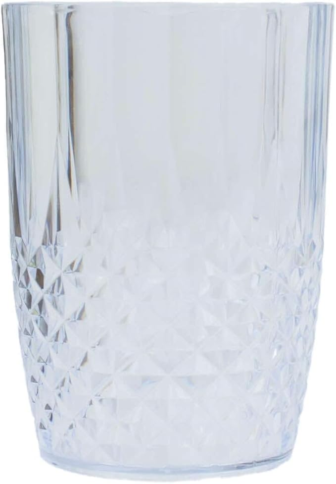 Efavormart 6-Pack Plastic Tumblers, 16oz Unbreakable Drinking Glasses Crystal Cut Style Clear - Shatterproof Short Cups