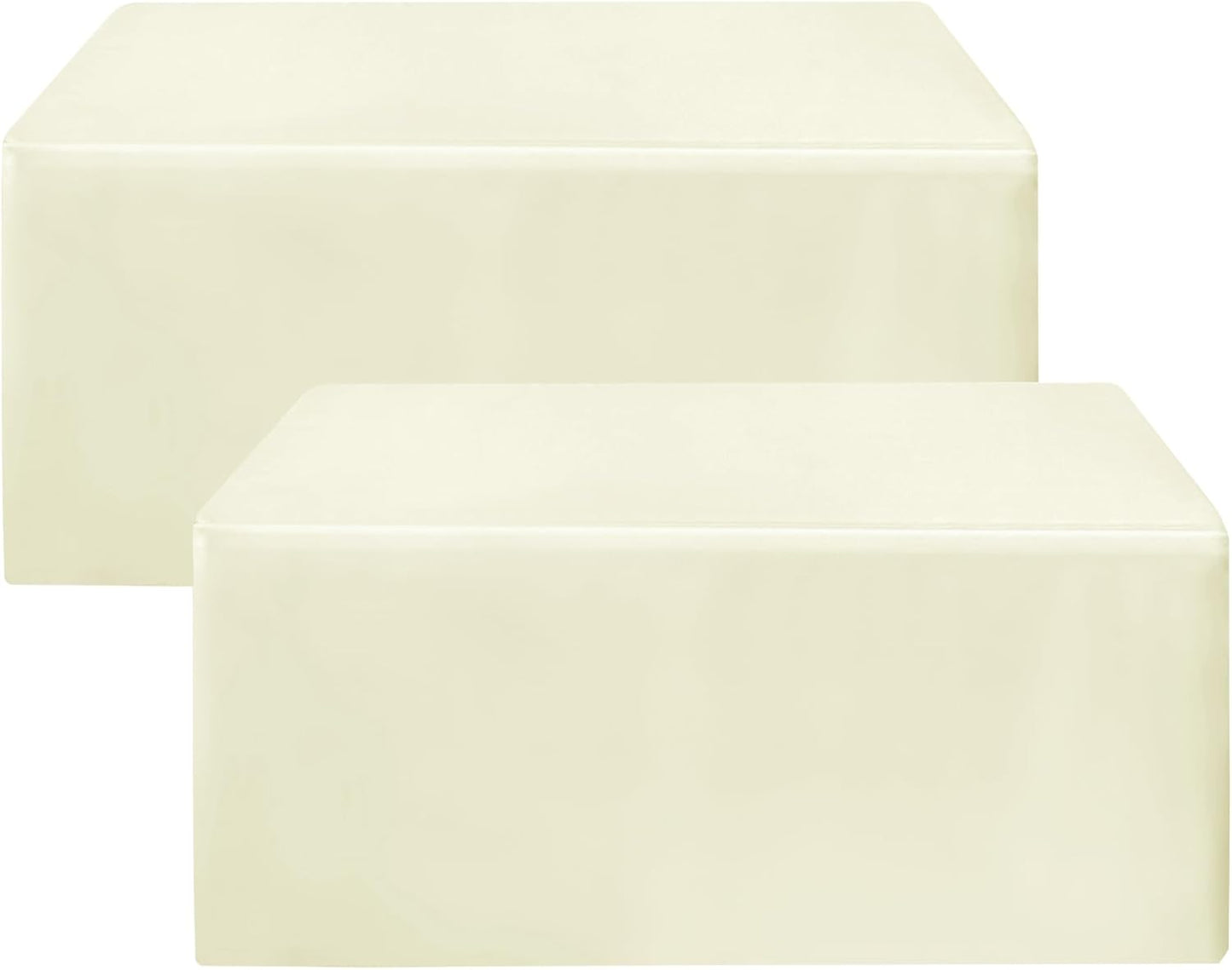 HolidayIdeas 2 Pack Fitted Table Clothes - 48 x 24 Inch - Butter Cream Rectangle Tablecloths for 4 Foot Tables, Polyester Fabric Folding Table Covers for Parties, Holiday Dinner, Wedding, Trade Show