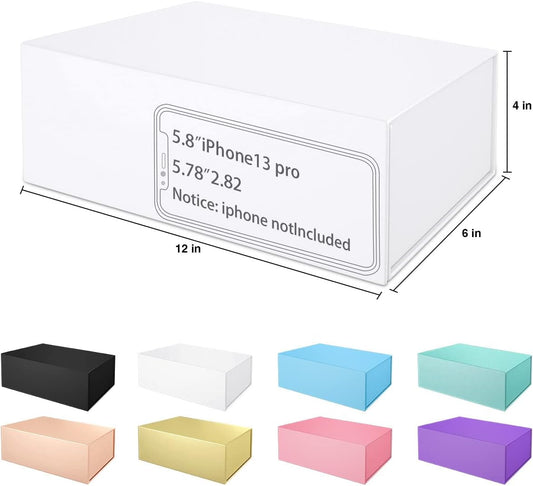 White Gift Box 12" x 6" x 4" with Magnetic Closure Lid Gifts Boxe for Presents,Bridesmaid Gifts Boxes,Cute Box,Birthday Gift Boxe,Luxury for Gifts Packaging, Magnetic Gift Boxes for Wrapping Gifts (White)