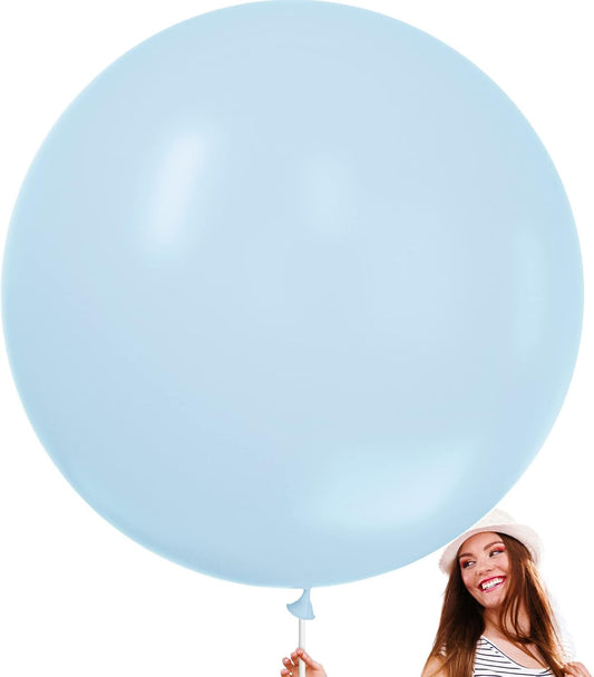PartyWoo Baby Blue Balloons 4 pcs 36 Inch Extra Large Big Jumbo Giant Light Pastel Sky Aqua Blue Latex Helium Balloons for Graduation Baby Shower Gender Reveal Birthday Party Decorations Blue-Q13