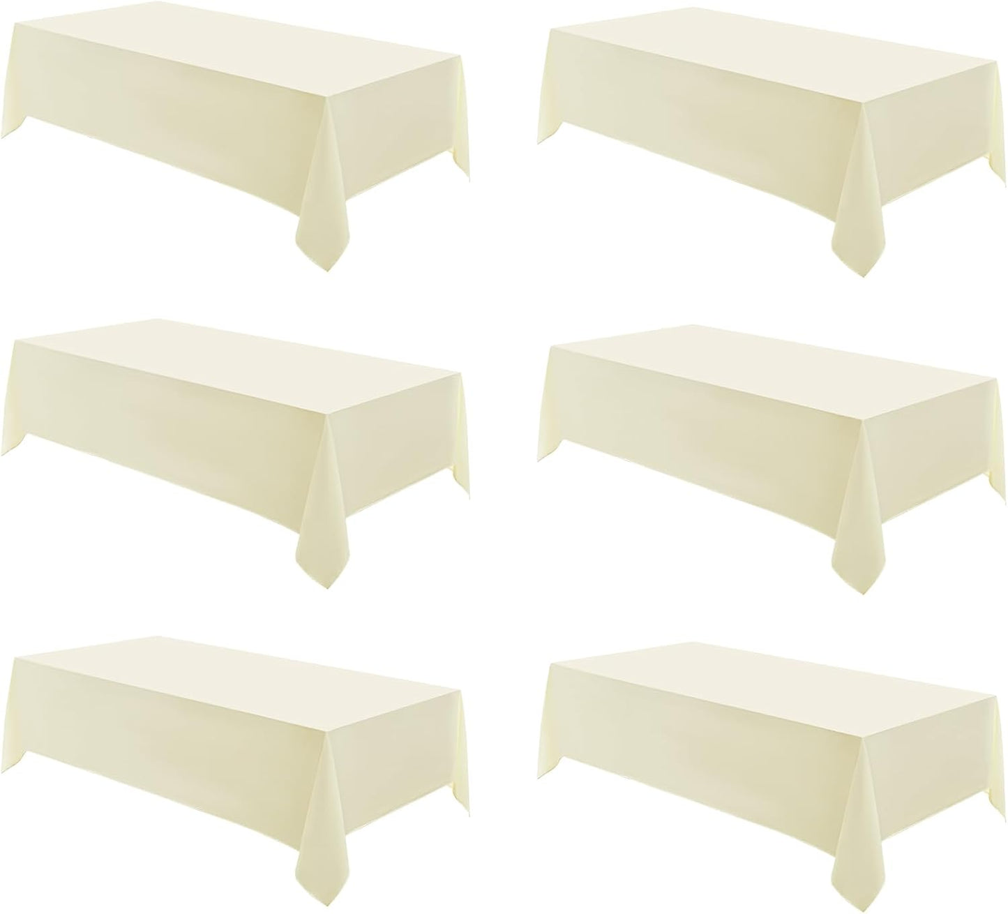 Rectangle Tablecloths 60x120 Inch 6 Pack Ivory Tablecloth Washable Decorative Linen Polyester Table Cloths for Dining Table Banquets Buffet Parties and Wedding