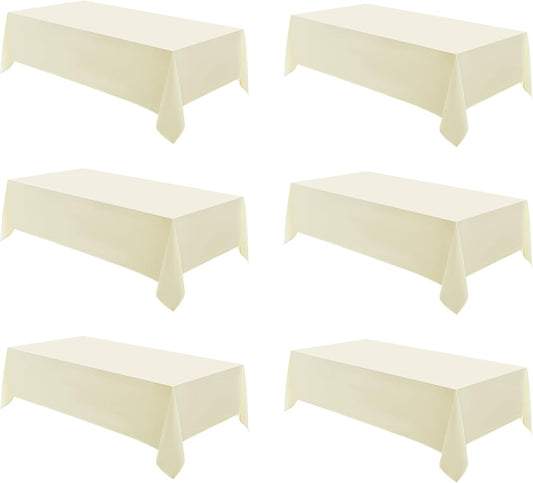 Rectangle Tablecloths 60x120 Inch 6 Pack Ivory Tablecloth Washable Decorative Linen Polyester Table Cloths for Dining Table Banquets Buffet Parties and Wedding