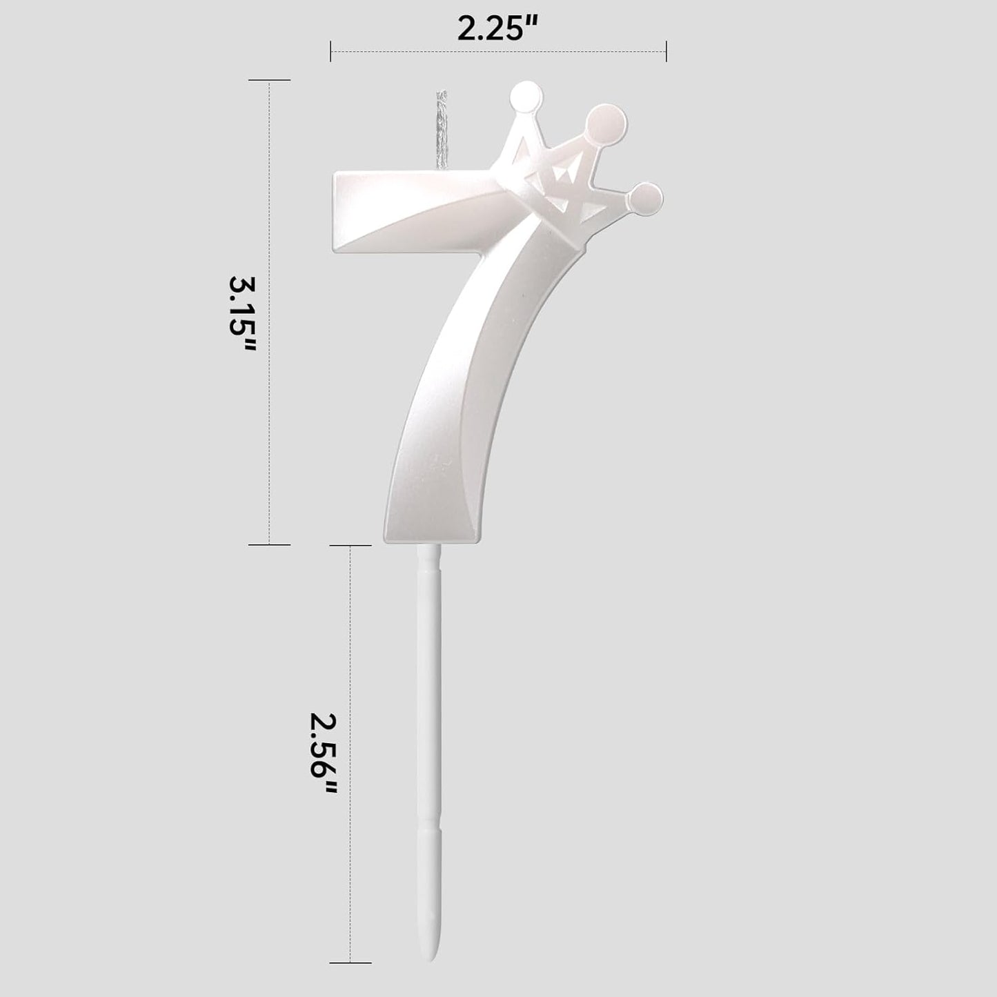 7th Birthday Candle for Cake 3D Crown Design Number 7 Seven Years Old Happy Birthday Decorations(Crown-7, Pearl White)