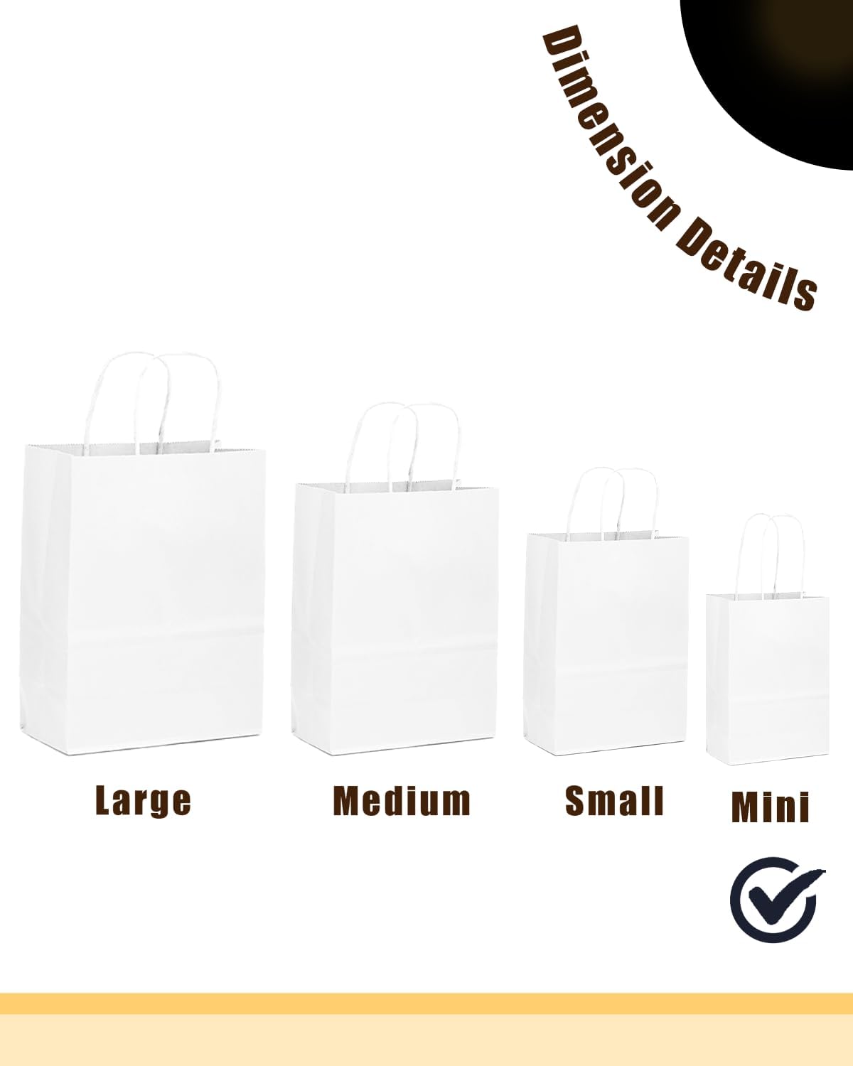 qiqee 200-Packs White Paper Gift Bags with Handles Bulk 4.5"x2.5"x6" Mini Size Paper Bags Multiple Uses
