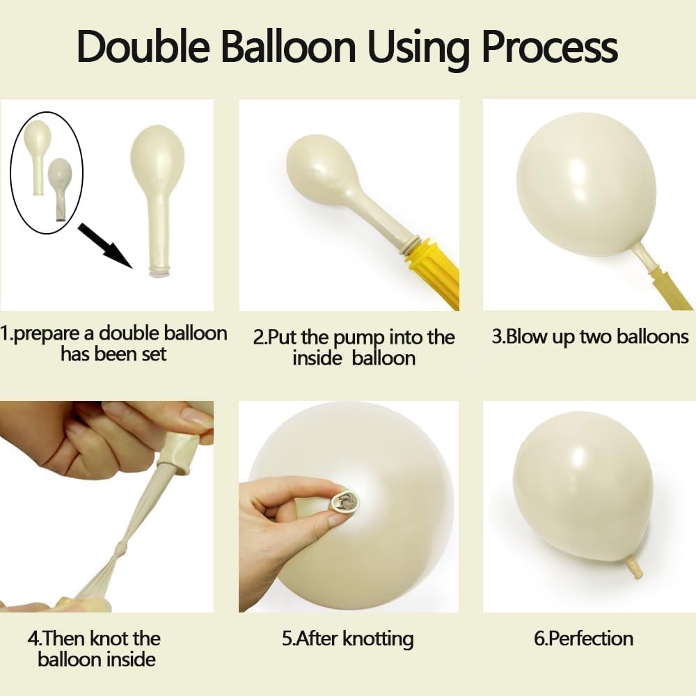 Beige Gold Balloons Double Stuffed Sand White Balloon Garland Pearl White Cream Balloons Metallic Gold Balloon Arch Kit for Birthday Wedding Bridal Anniversary Boho Baby Shower Party Decorations