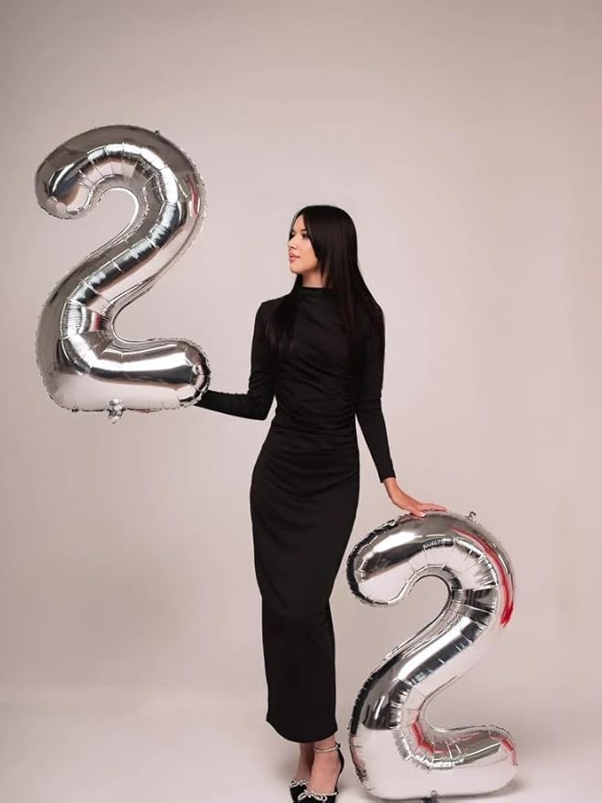 40 Inch Balloon Number 12, Silver Large Number Balloons Birthday Gift for 12 21 Years Old, Maylar Balloon Decorations for Wedding Engagement Graduations Memorial Day's