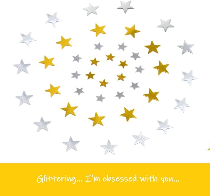 Ruidee 60g Star Confetti Metallic Foil Stars Table Confetti Metallic Foil Stars Sequin for Halloween Birthday Wedding Festival Party DIY(Gold/Silver)
