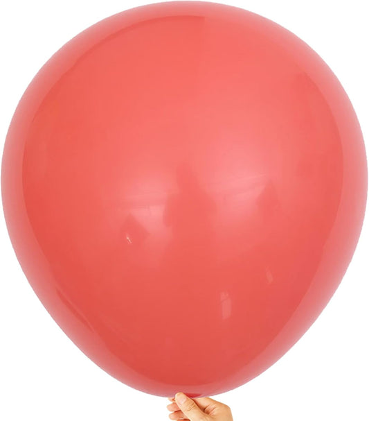 KALOR 18 Inch Coral Red Balloons, 10 Pcs Matte Latex Balloons Big Round Balloons for Wedding, Baby Shower, Birthday Party and Event Decoration