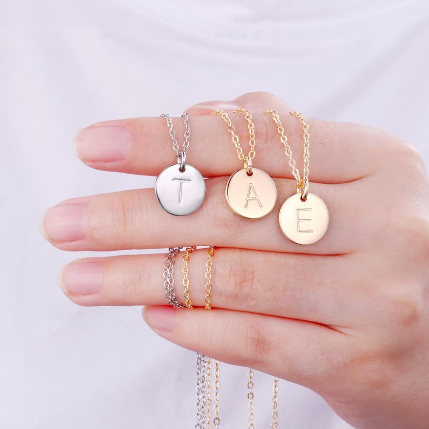 IEFWELL Stocking Stuffer for Teen Girls - Necklaces for Women Girls, 14K Gold-Plated Double Side Engraved Hammered Coin Necklaces, Layered Necklace Jewelry Pendant Gifts for Teen Girls Kids