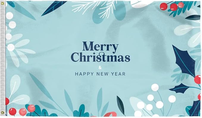 AGAS Christmas Flag 3x5 Outdoor, Merry Christmas and Happy New Year Flags with Brass Grommets - 200 Denier Nylon Large Welcome Signs Banners Gifts for Outdoor Wall Decorations For Winter Holiday Parties, Home Decor, Shops