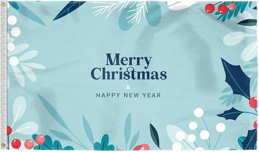 AGAS Christmas Flag 3x5 Outdoor, Merry Christmas and Happy New Year Flags with Brass Grommets - 200 Denier Nylon Large Welcome Signs Banners Gifts for Outdoor Wall Decorations For Winter Holiday Parties, Home Decor, Shops