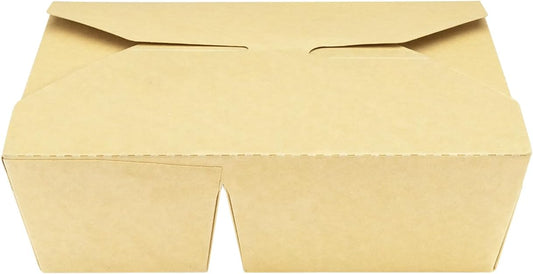 Karat Paper To Go Food Container [76 oz - 200 ct], 2-Compartment Leak-Resistant, Microwavable, Heavy-Duty Take Out Boxes | Grease Resistant & Stackable | #3 Kraft