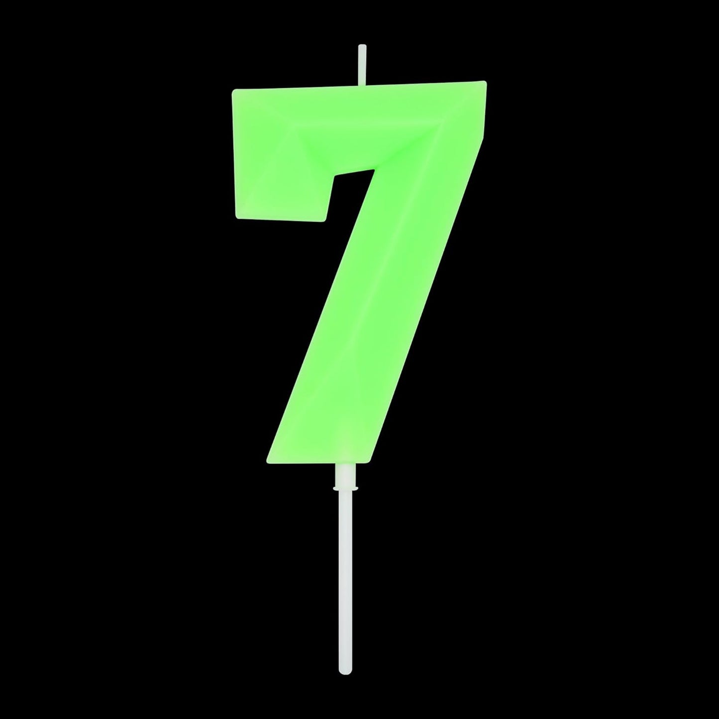 DERVENTA Large Birthday Candle Number 3D Luminous Green 3.7 inch Party Celebration Anniversary Decoration Cake Topper 1 Piece (Luminous Green Number 7)